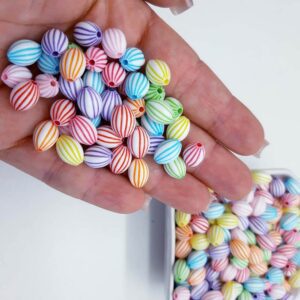 Miçanga Entremeio Oval Frizado 7x11mm Colorida - 100 unid.