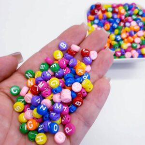 Miçanga Alfabeto Letra Arredondado Colorido 4x7mm- 50G