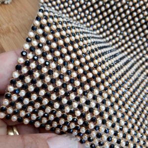 Micro Manta De Strass Preto Com Pérola 10x22.5cm