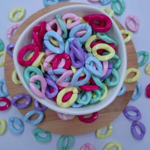 Miçanga Elo Corrente Torcido Colorido 24x17mm -50gr