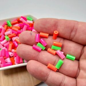 Miçanga Canudo Entremeio Leitoso Colorido-10x5mm