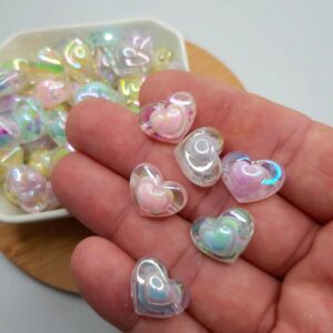 Miçanga Coração Translúcida 16mm Colorida