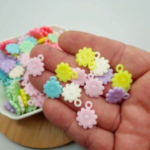 Miçanga Pingente Flor Colorida 19x14mm