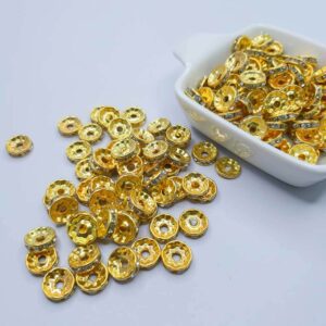 Entremeio Rondela de Strass dourada 10mm