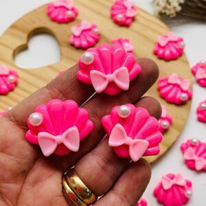 Aplique Concha do Mar Lacinho e Pérola Brilho-2unid