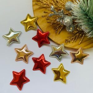 Aplique Acolchoado Estrela Metalizada- 4 unidade