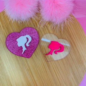 Aplique para Laço Coração da Barbie -2unid