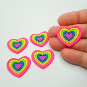 Aplique Coração Arco Iris Emborrachado Silicone