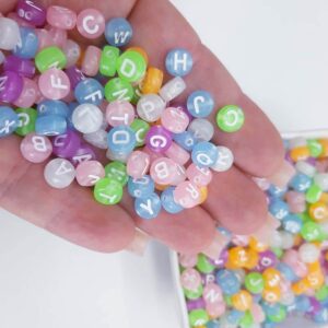 Miçanga Alfabeto Letrinha Translúcida Colorida 4x7mm- 50G