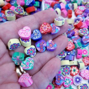 Entremeio de Borracha Fimo Coração Florido-20/40 Unid.