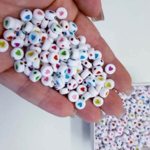 Miçanga Entremeio Coração Branca/Colorido 4x7mm -50G