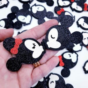 Aplique para Laços Minnie e Mickey c/glitter 5,90cm- 1 par