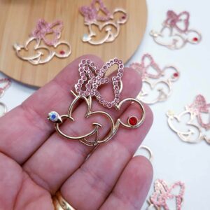 Aplique para Laços Minnie Strass vazado Metal 4,00cm