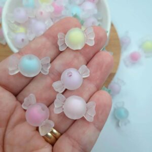 Miçanga Balinha Translúcida fosca 12x21mm Colorida