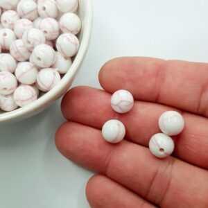 Pérola para Bijuteria Leitosa Plastica Rajada 10mm