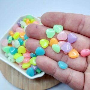 Miçanga Coração Fluorecente Brilho no escuro 8mm