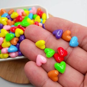 Miçanga Coração Colorido Leitoso 10mm