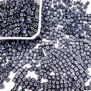 Alternative view of Miçanga Entremeio Figuras Quadrada 6x6mm preto c/branco