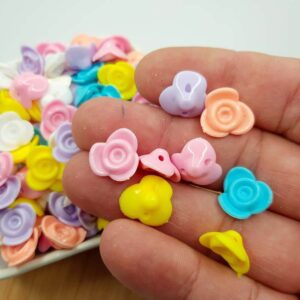 Miçanga Infantil Entremeio Flor Passante Colorida 7x14mm