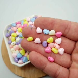 Miçanga Coração Candy e Leitoso 8mm