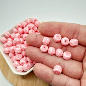 Perola P/Bijuteria Leitosa Plastica Listada 10mm