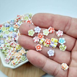Miçanga 8mm Entremeio Flor Passante Colorida