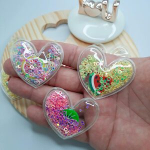 Aplique Coração Transparente com frutas - 2unid