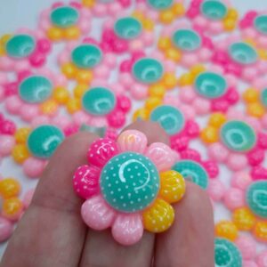 Aplique Flor Colorida 27mm - 5 unidade