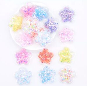 Aplique Flor Transparente com confete - 3 unidade