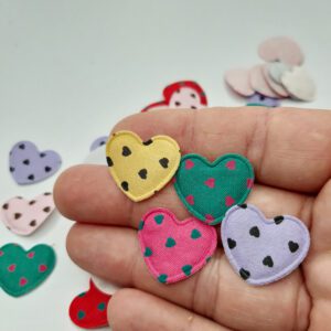 Aplique Coração Acolchoado Poá - 5 unid