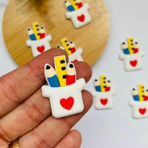 Aplique Escolares Lápis colorido Coração- 3unid.