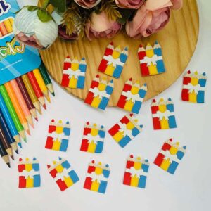 Aplique Escolares Lápis colorido Lacinho- 3unid.